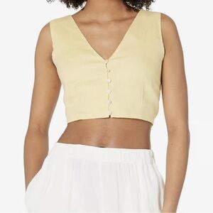 Madewell Linen Gwen Crop Vest Top Size 6 Yellow